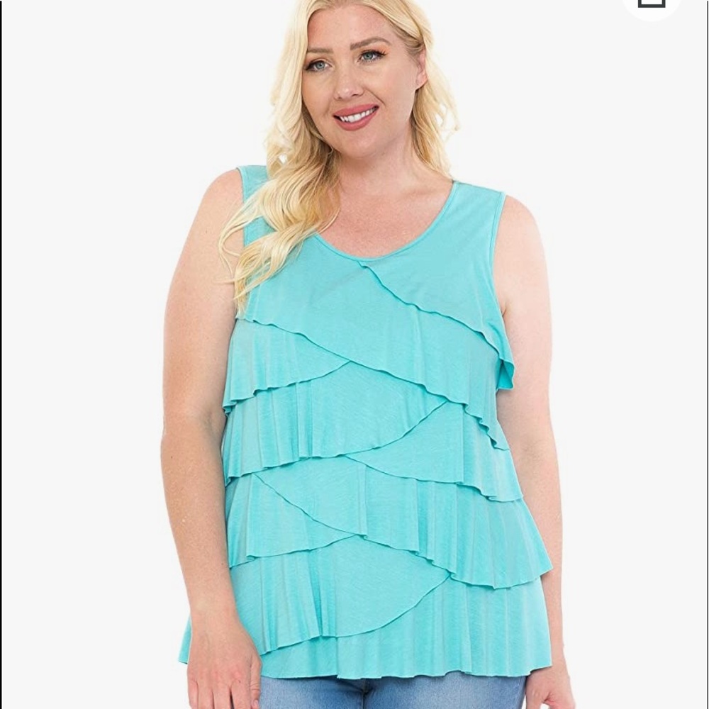 Plus Size Crew Neck Solid Ruffle Top ( brand new with tag )